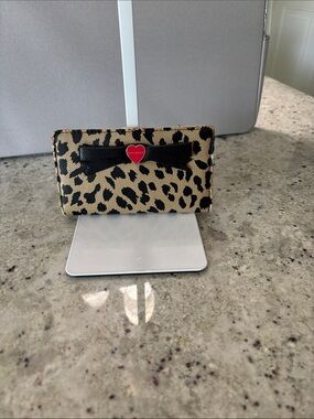 Betsey Johnson Leopard Print Card Holder with Heart Accent